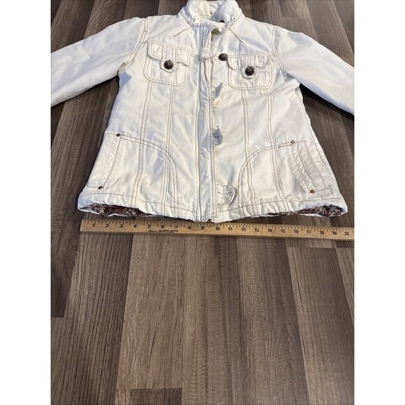 Maurice’s Women’s Jacket White Brown Floral Sz M Big Button - Picture 2 of 9